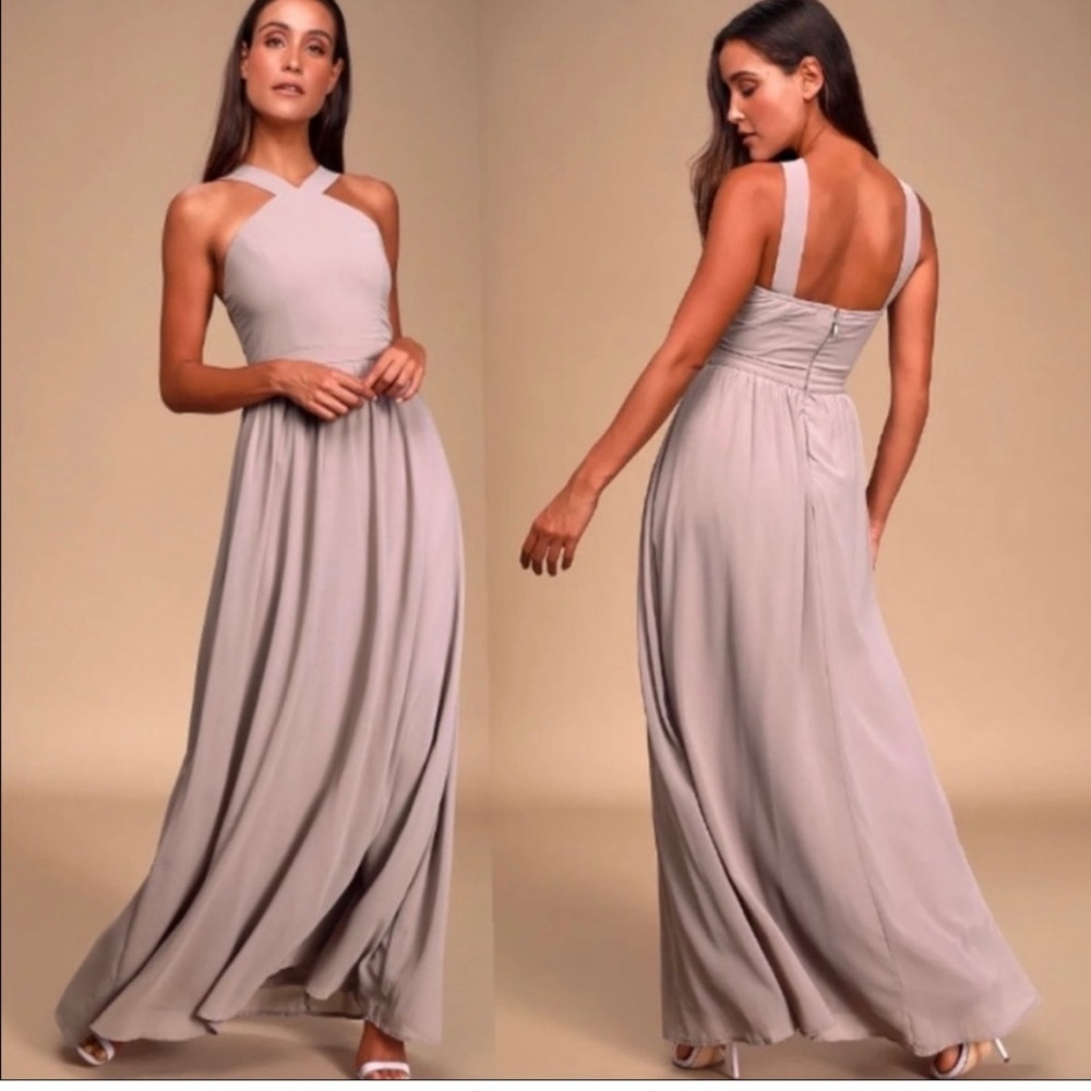 Lulu’s Bridesmaid Dress Taupe Purple